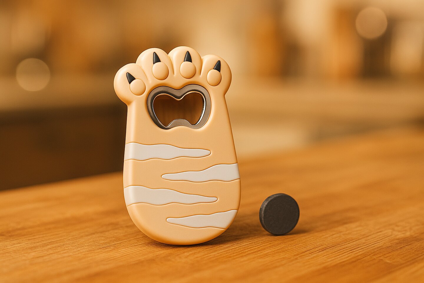 Flesopener in de vorm van een kattenpootje met magneet